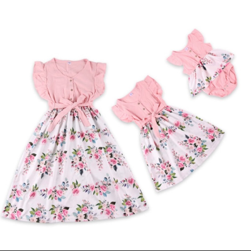 Elegant flower dress with bow tie
